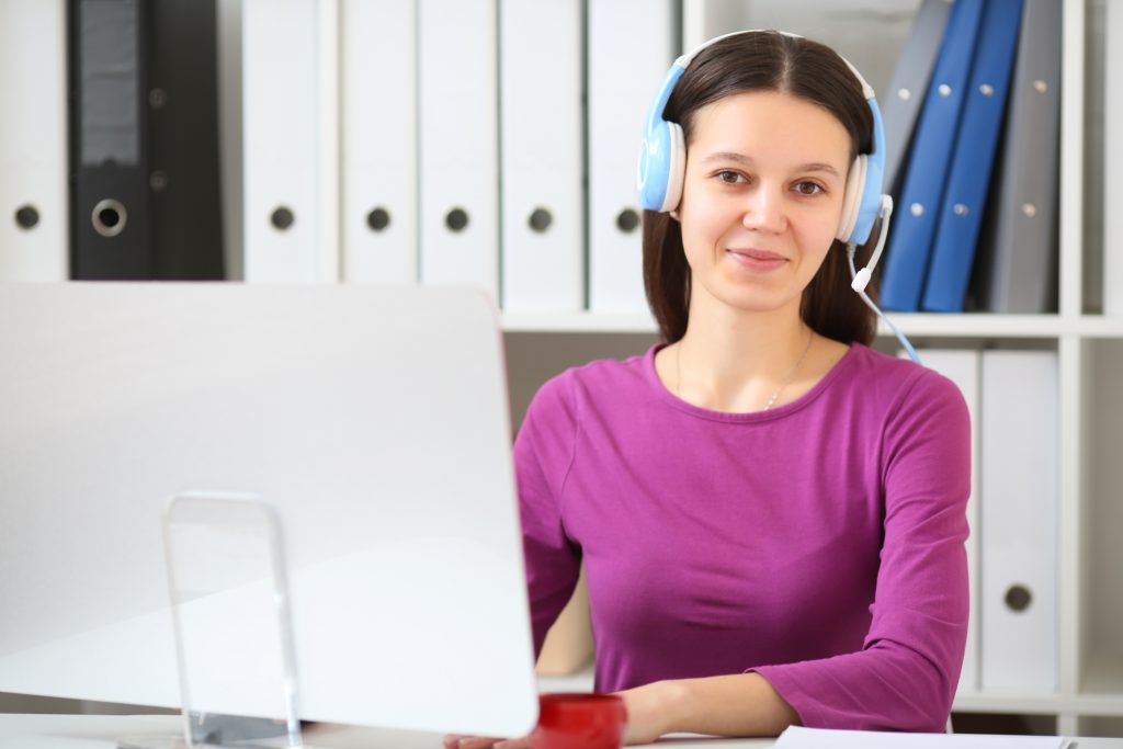 Woman taking an online course