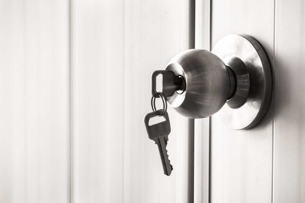 Key stuck in a door handle