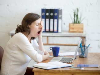 a woman yawning