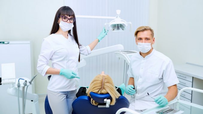 Dentists working