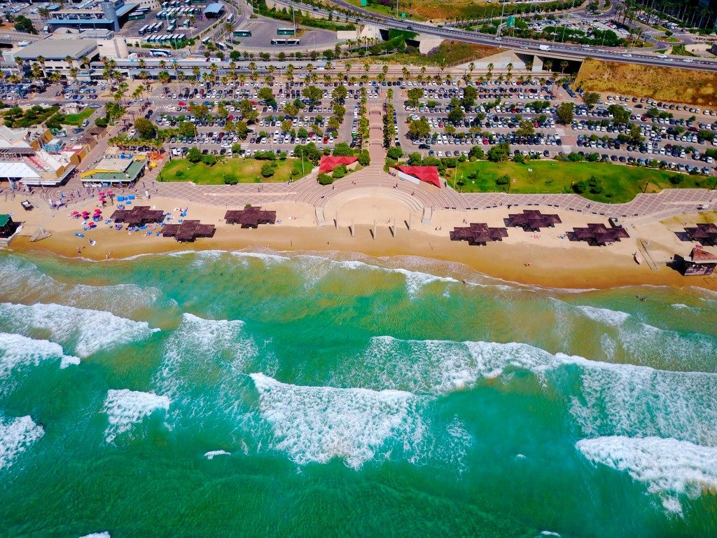 Aerial view of a beautiful beach resort