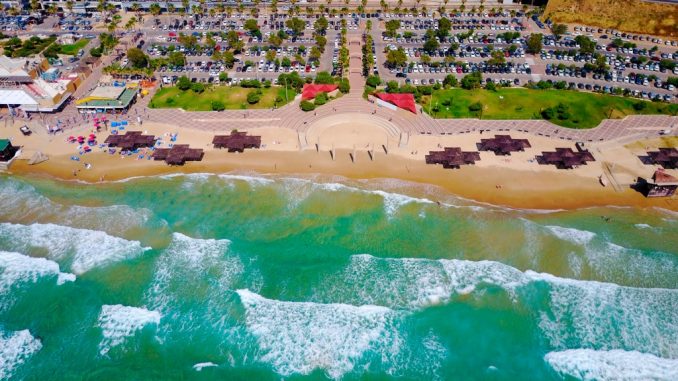 Aerial view of a beautiful beach resort