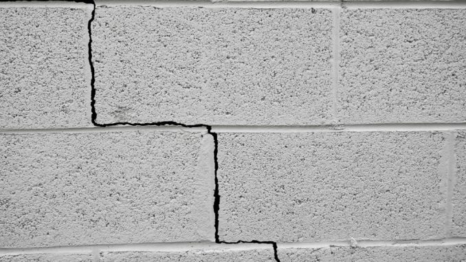 foundation crack effect seen on a wall