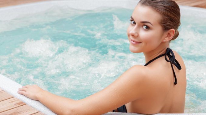 Woman enjoying the hot tub