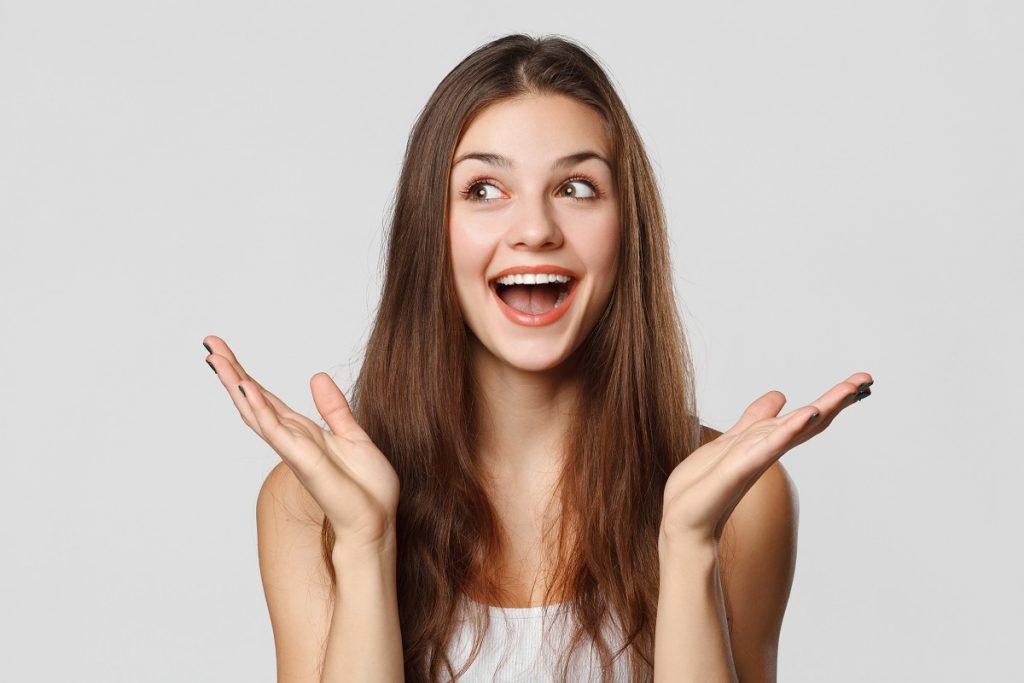Woman happy hair