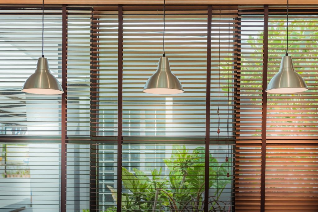 Living room window blinds