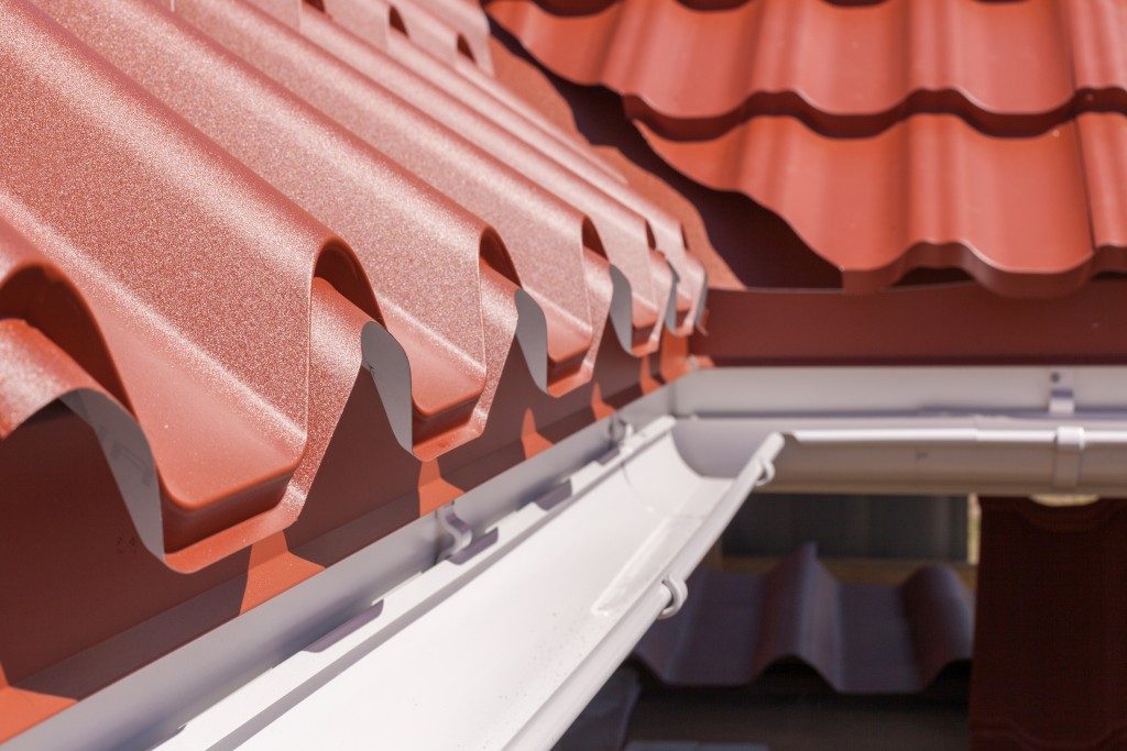 White rain gutter