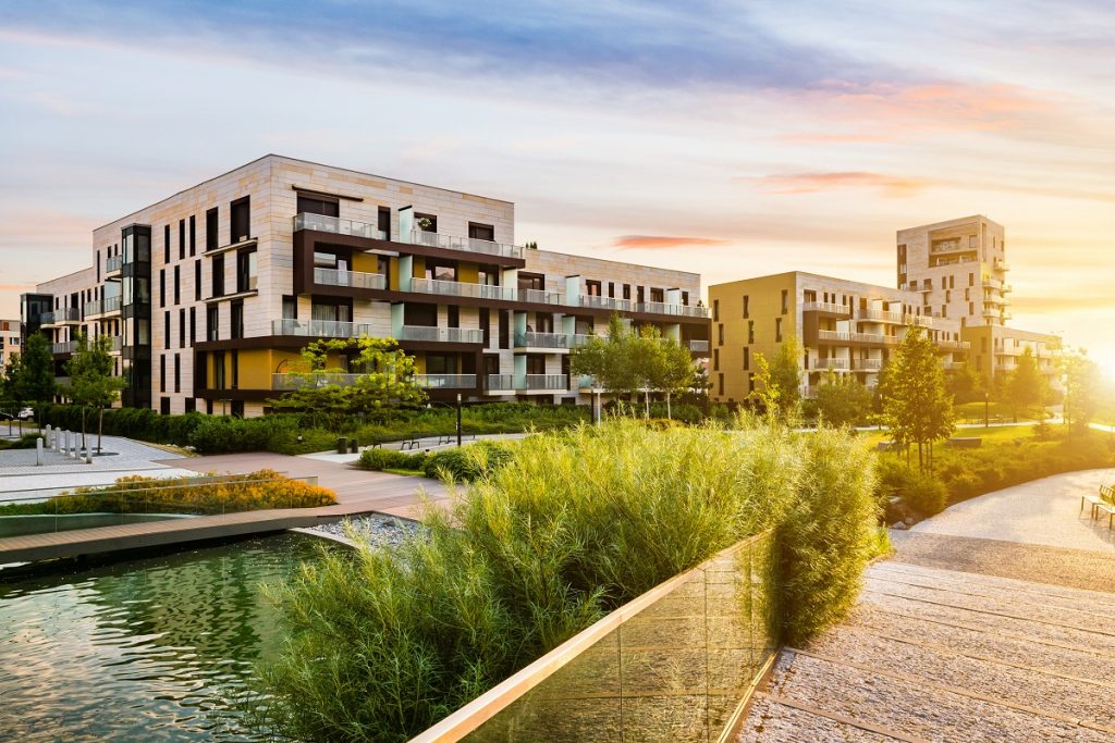 Modern building with greenery