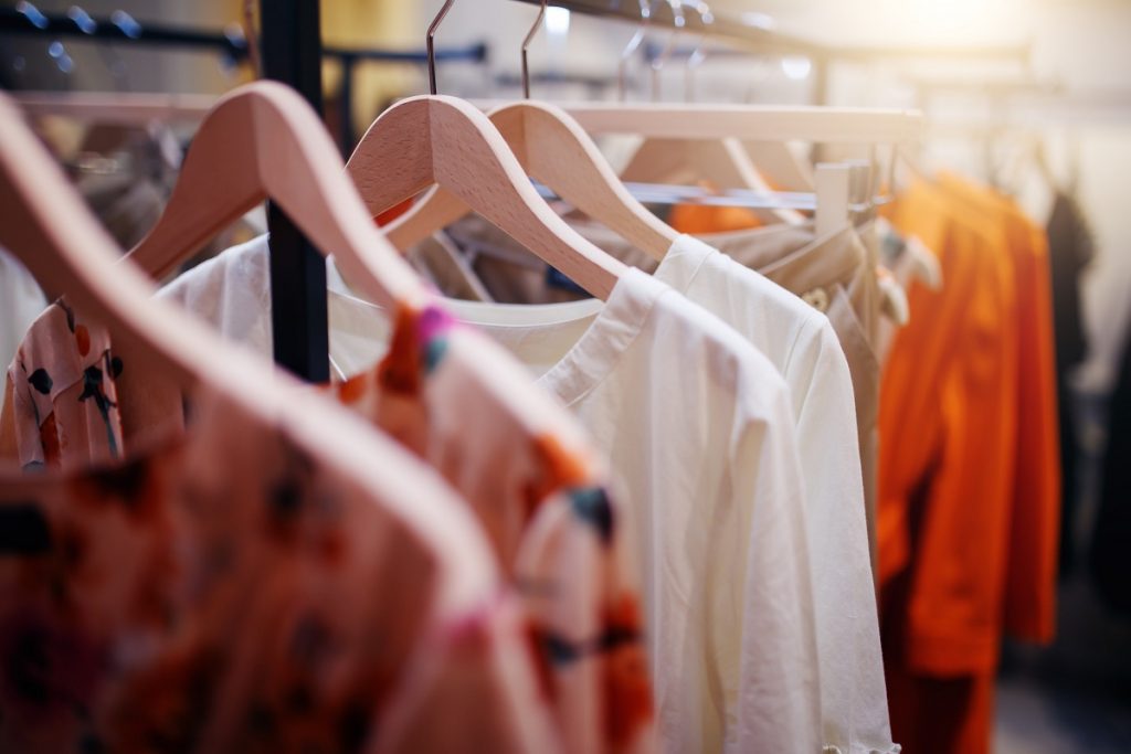 Clothes hanged in a shop