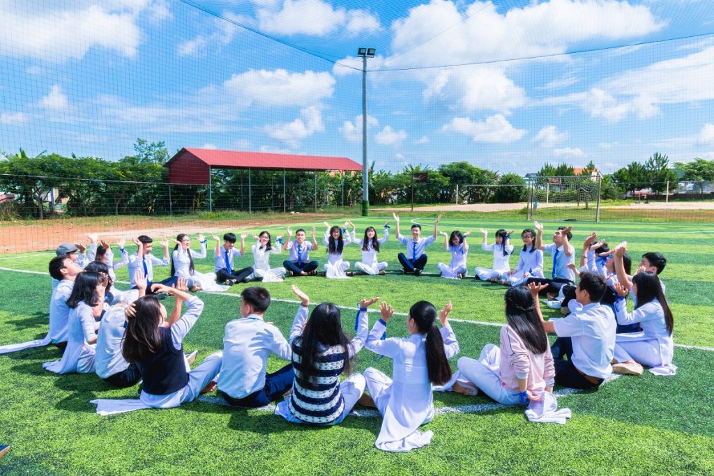 Students having outdoor classes