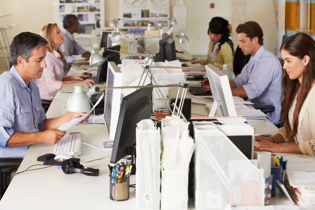 Employees working busy