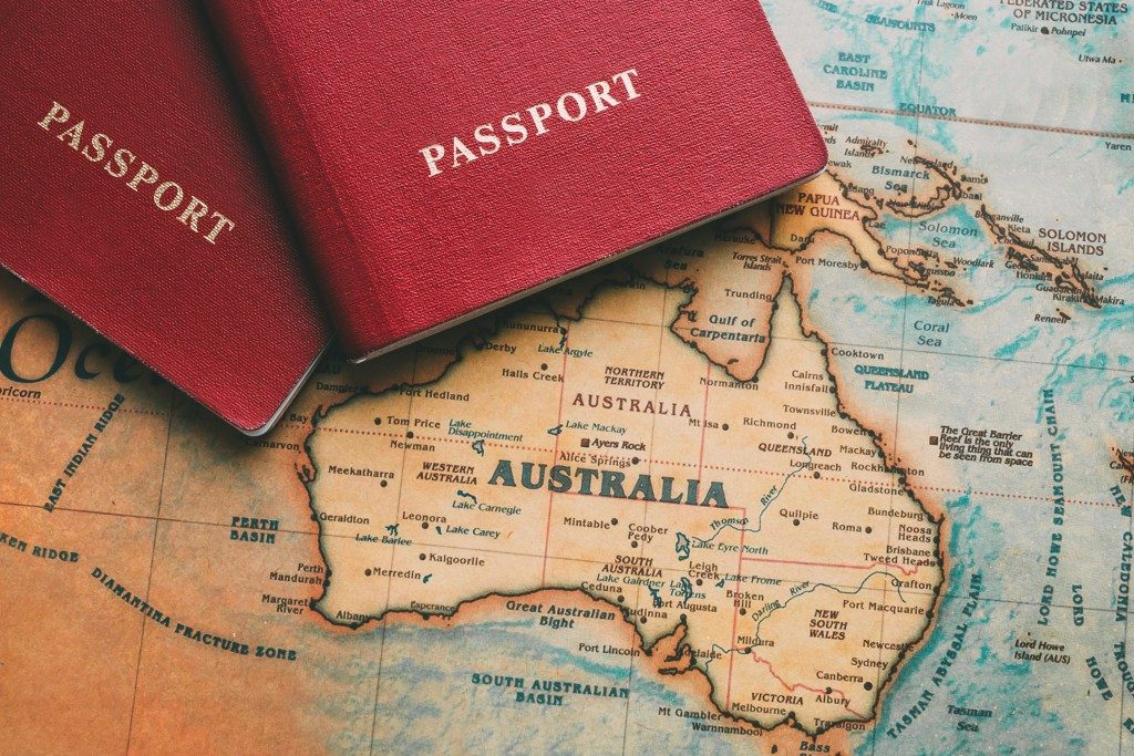 passport and map of australia