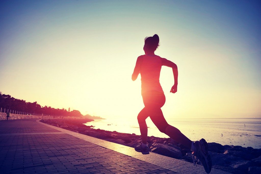 woman jogging early morning