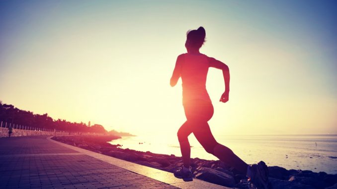 woman jogging early morning