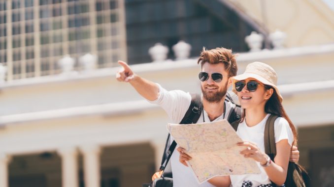 Tourists exploring the city