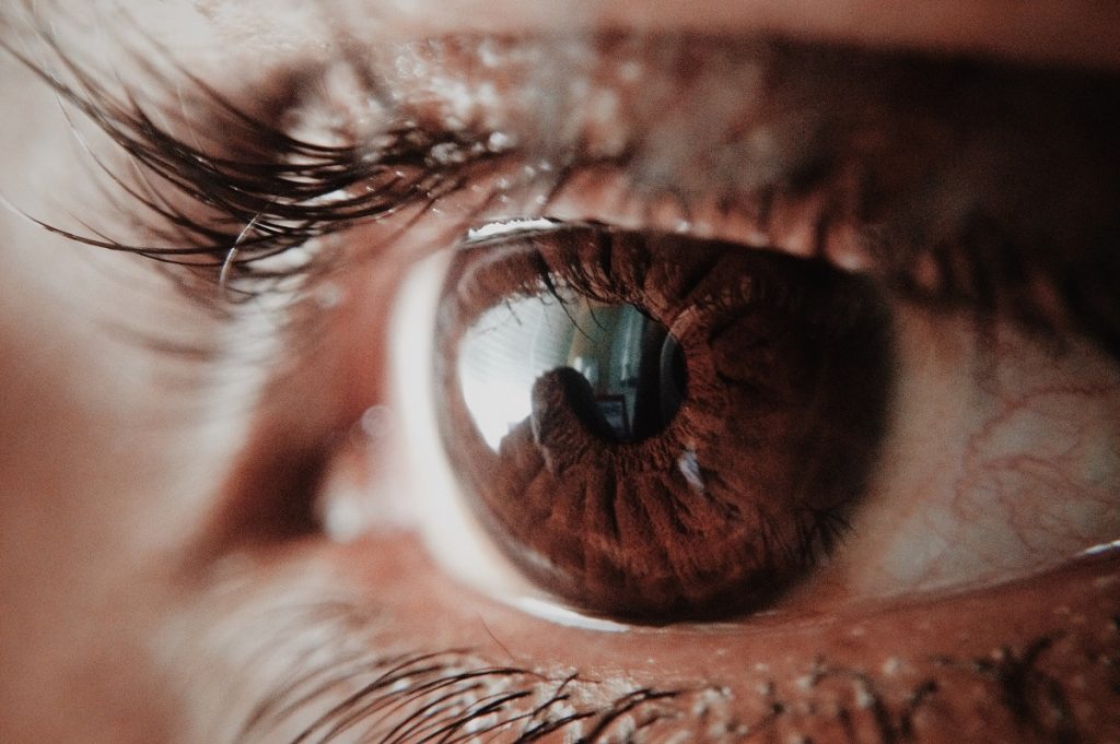 close up shot of a person's eye