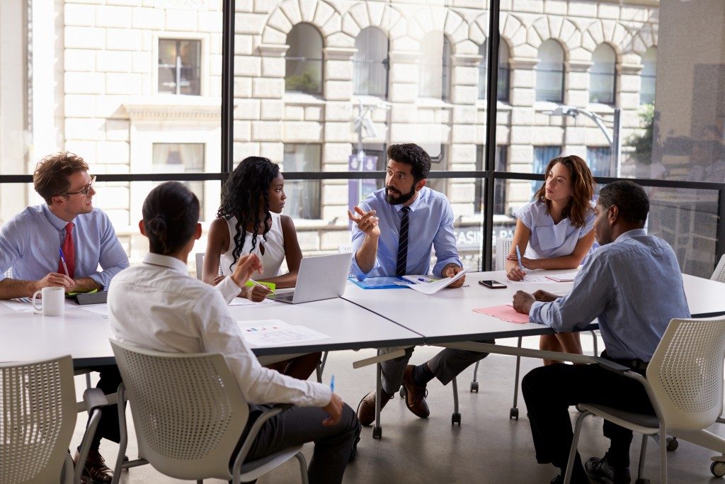 Employees in a meeting