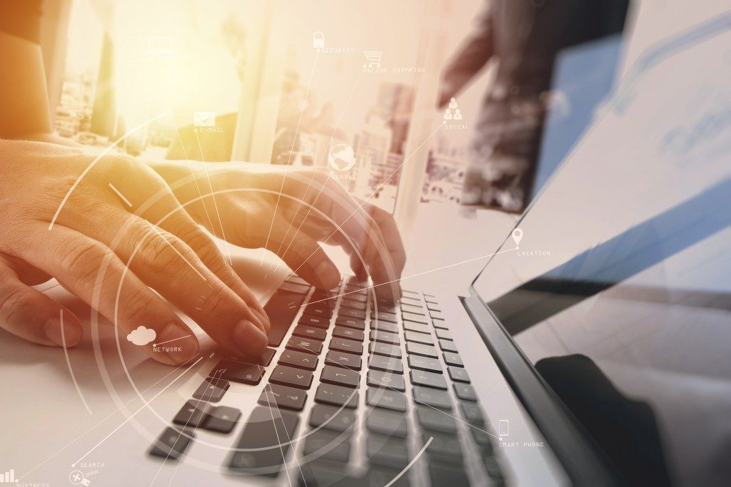 tech and work concept with hands typing