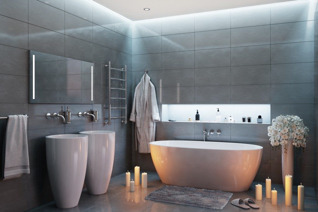 modern bathroom with candles