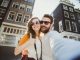 tourist couple taking a selfie