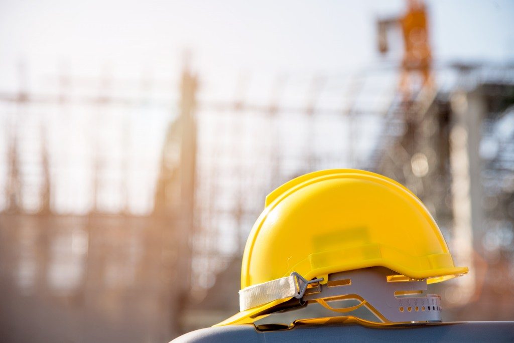 yellow hard hat at a construction