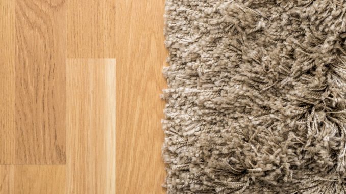 fluffy carpet on wooden floor