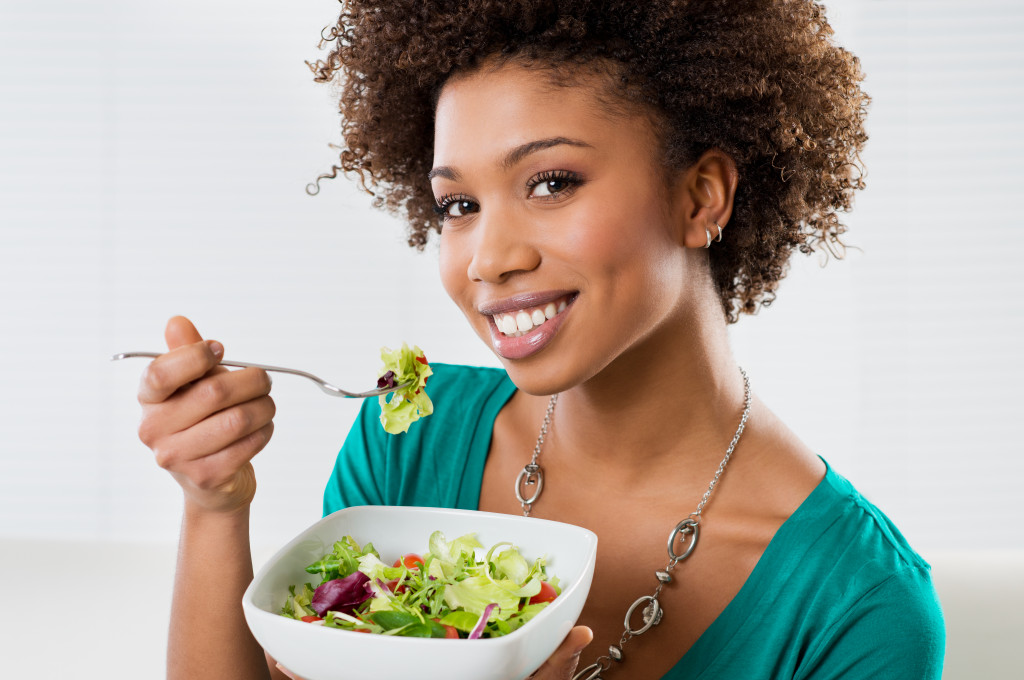 person eating healthy food