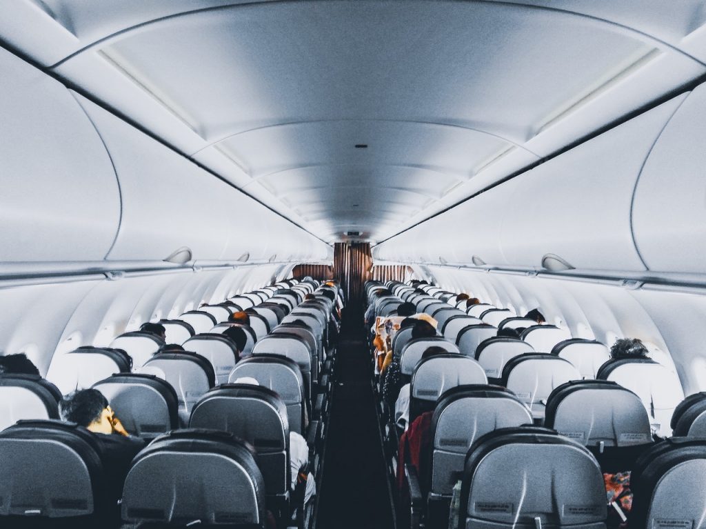 inside of a commercial airline