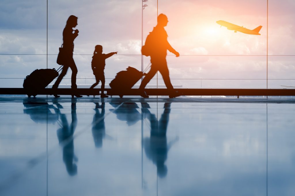 a family traveling